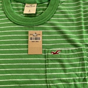 NWT Hollister Stripe Pocket Tee Green Small